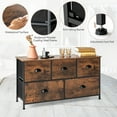 thumbnail image 6 of Costway 5-Drawer Dresser Fabric Storage Tower w/wooden Top Chest Organizer Rustic Brown, 6 of 10