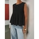 thumbnail image 5 of Blusa Plisada Sin Mangas con Peplum de Verano para Mujer, Estilo Babydoll Y2K con Cuello Redondo. Negro L, 5 of 9