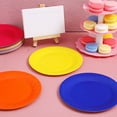 thumbnail image 4 of Bandeja de pastel colorida redonda desechable de 48 piezas, plato universal para niños, plato de papel de pintura de arte hecho a mano DIY (color al azar), 4 of 7