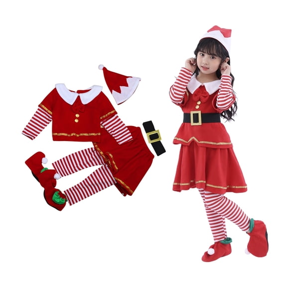 Santa Claus Baby Boy Outfit Long Sleeve Top Flare Pants & Hat 5PC Santa Suit Outfit Set Christmas Baby Boy Outfit Dress Up Clothes 7-8 Years