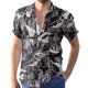thumbnail image 1 of Camisas De Franela Para Hombre Hombres Primavera y Verano Top Estampado colorido Solapa Top Camisa Vacaciones al libre Camisa de manga corta (Black, M), 1 of 6