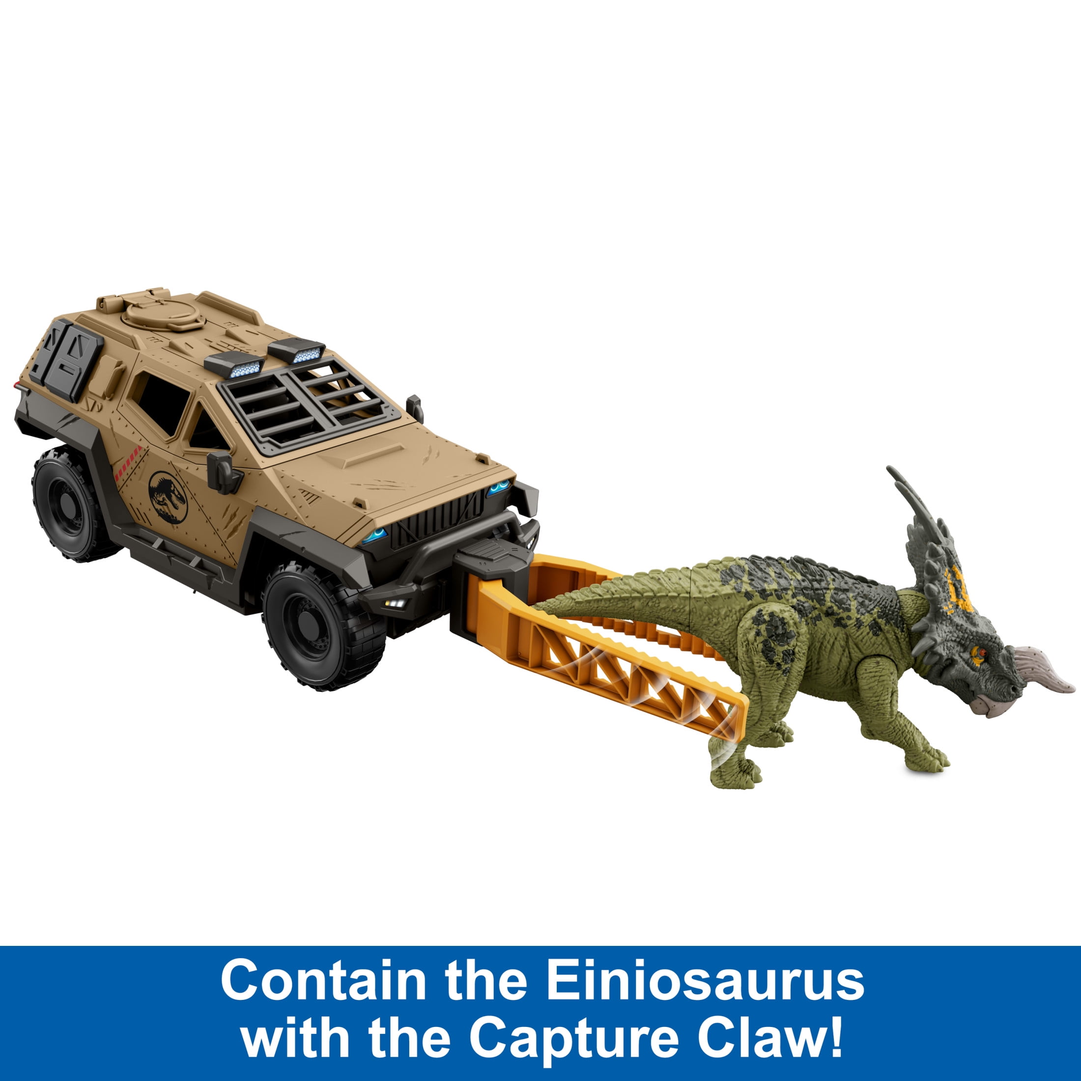 Jurassic World Mission Mayhem Truck & Dinosaur Action Figure Toy Set with Flipping Feature