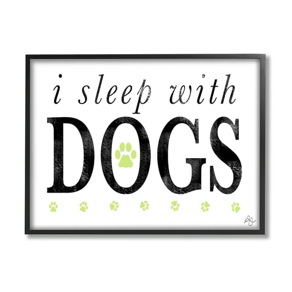Stupell Industries I Sleep With Dogs Pets Phrase Graphic Art Black Framed Art Print Wall Art, Design by K. Kaufman
