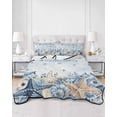 thumbnail image 2 of Quilts Twin-XL Size Bedding Set, Navy Blue Starfish Coastal Lightweight Quilted Comforter, Nautical Summer Beach Coral Soft Reversible Bedspread Coverlet with Pillow Covers for All Season, 68" x 98", 2 of 7