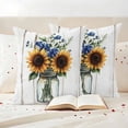 thumbnail image 3 of Sunflower Outdoor Waterproof Pillow Covers, Country Style Purple Flower Rustic Wood Plank Decorative Square Throw Pillowcase Sofa Cushion Sham for Patio/Couch/Chair, 26"x26" 2 Pack, 3 of 8