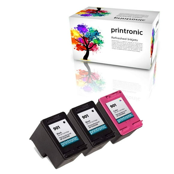 Printronic Remanufactured Ink Cartridge Replacement for HP 901B HP 901C (2 Black, 1 Color)