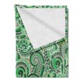thumbnail image 2 of East Soft Flannel Fleece Throw Blanket, Classic Design Swirl Doodle Floral Illustration Curvy Outline Style Retro, Cozy Plush for Indoor and Outdoor Use, 70" x 90", Black Green, by Ambesonne, 2 of 5