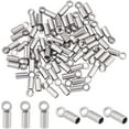 thumbnail image 1 of 60pcs Tube End Caps Stainless Steel Cord Ends 1mm Inner Diameter Smooth End Caps Terminators Cord Finding for Leather Cord Bracelets Jewelry Making Stainless Steel Color, 1 of 9