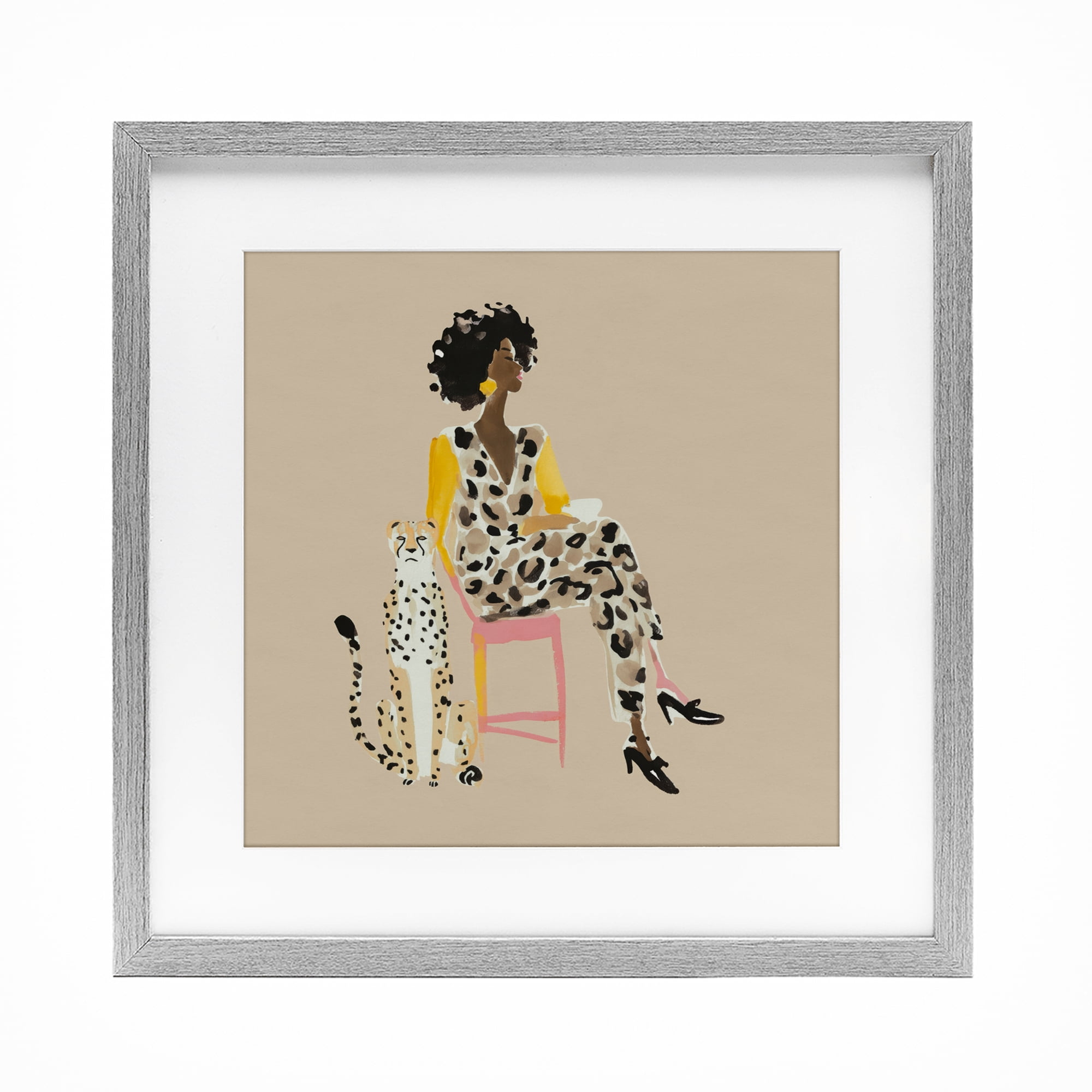 Savage Chic Glam with Leopard Gray Framed Print Under Glass, 13 x 13, Made In USA