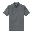thumbnail image 3 of Aiihoo Mens Short Sleeve Chef Coat Kitchen Cook Jacket Canteen Bakery Chef Shirts Dark Gray M, 3 of 7