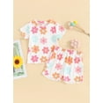 thumbnail image 3 of Suealasg 2Pcs Toddler Girls Beach Clothes 6M 12M 18M 24M 3T 4T Kids Baby Girls Summer Casual Outfits Short Sleeve Flower Print T-Shirt +Elastic Waist Shorts, 3 of 8