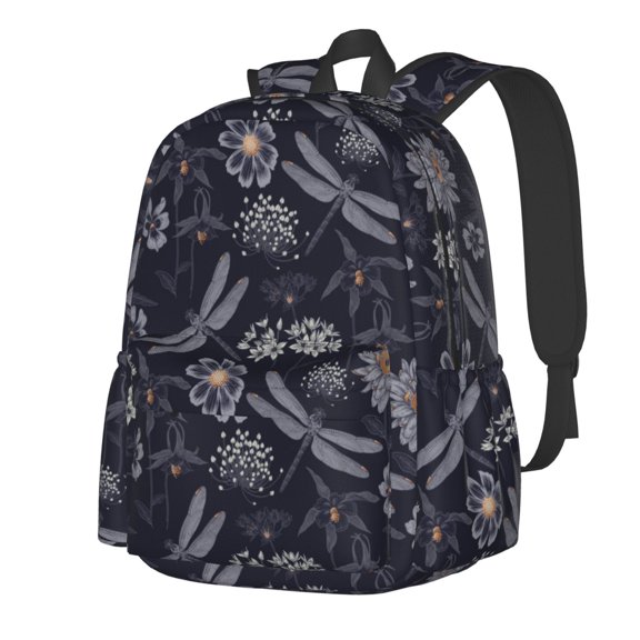 Rateoe Wildflowers And Dragonflies Pattern Student Backpack,Backpack for School,Lightweight Bag,Travel Backpack,Outdoor Backpack,Large Capacity Backpack