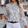 thumbnail image 5 of Youyipin Women's Mock Neck Zebra Print Blouse - Long Sleeve Ruffle Trim Dressy Casual Top, 5 of 6