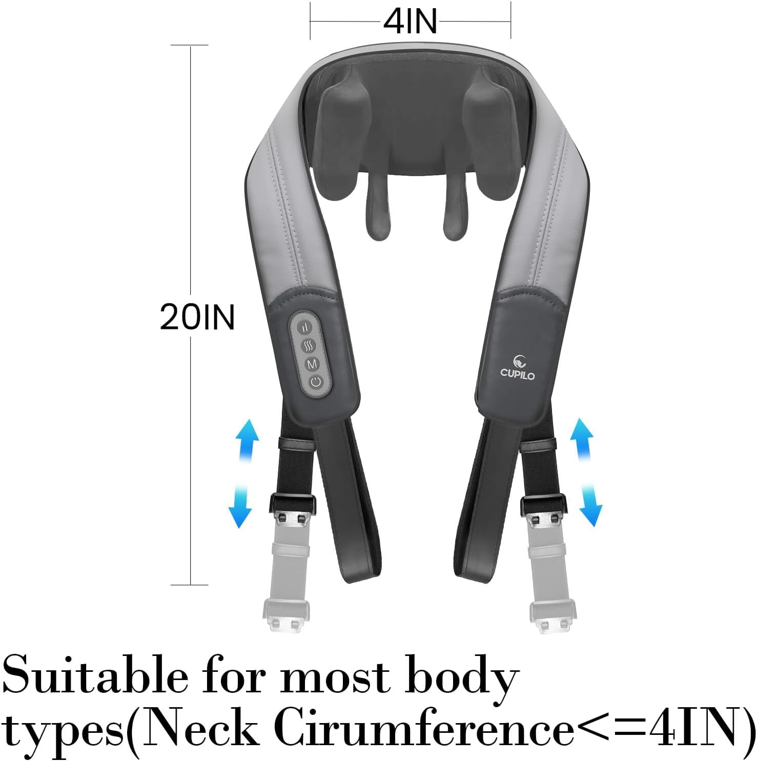 Cupilo Shiatsu Neck and Back Massager with Heat, 4D Cordless Electric Deep Tissue Kneading Massage Pillow for Shoulder Leg Body Muscle Pain Relief, Gift for Men Women Home Office Use