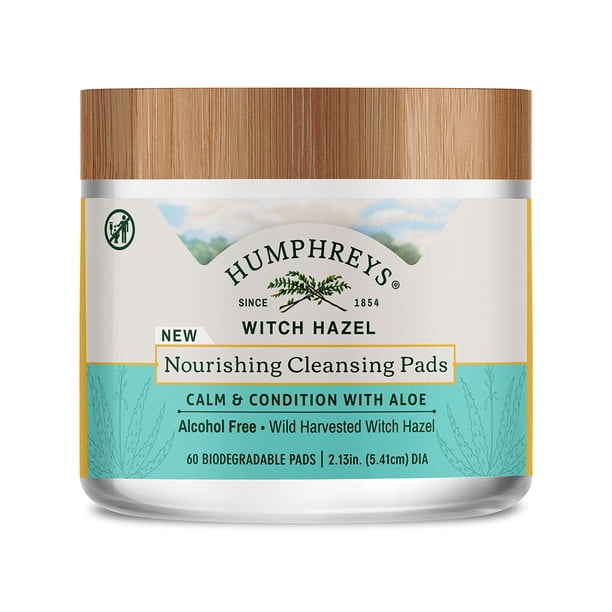 Almohadillas limpiadoras Humphreys Nourishing Witch Hazel con aloe 60 almohadillas