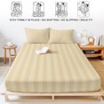 thumbnail image 5 of Queen Size Fitted Sheet Set - Yellow Stripes 3 Piece Bedding Sets 16" Deep Pocket Fitted Sheet with 2 Pillowcases, Modern Vertical Striped Geometric Simple Brushed Microfiber Hotel Luxury Bed Sheets, 5 of 9