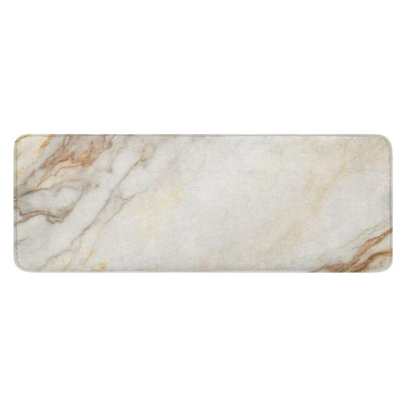 White Gold Marble Pattern Kitchen Rug Mat,Kitchen Runner Rugs Non Skid Washable,Decorative Kitchen Floor Mats for Kitchen,Sink,Laundry,17"x47.2"
