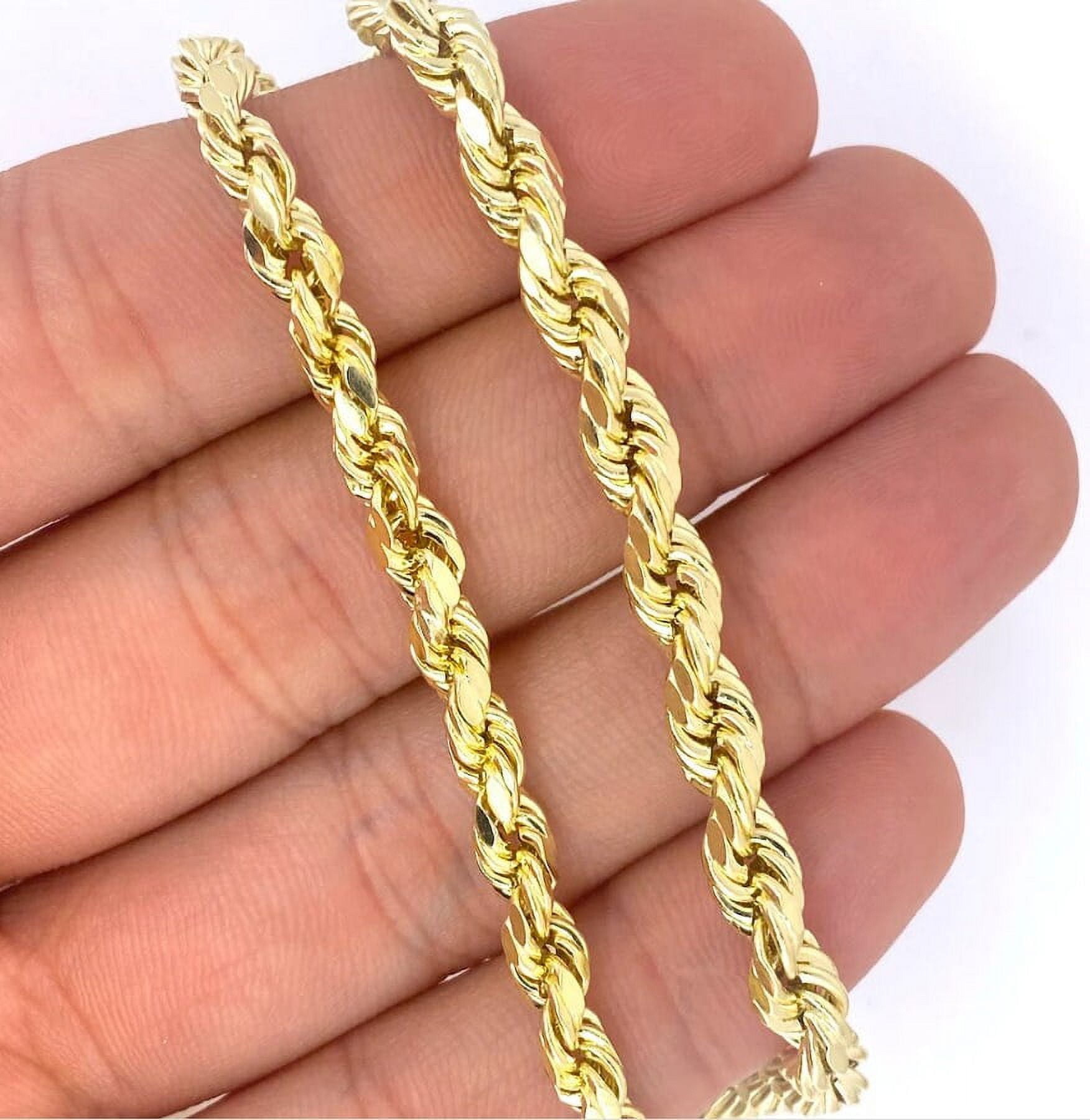 18K Yellow Gold 5mm Necklace Gold Rope Chain(22in)