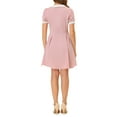thumbnail image 3 of Allegra K Women's Fit and Flare Contrast Color Bowtie Neck Dresses, 3 of 6