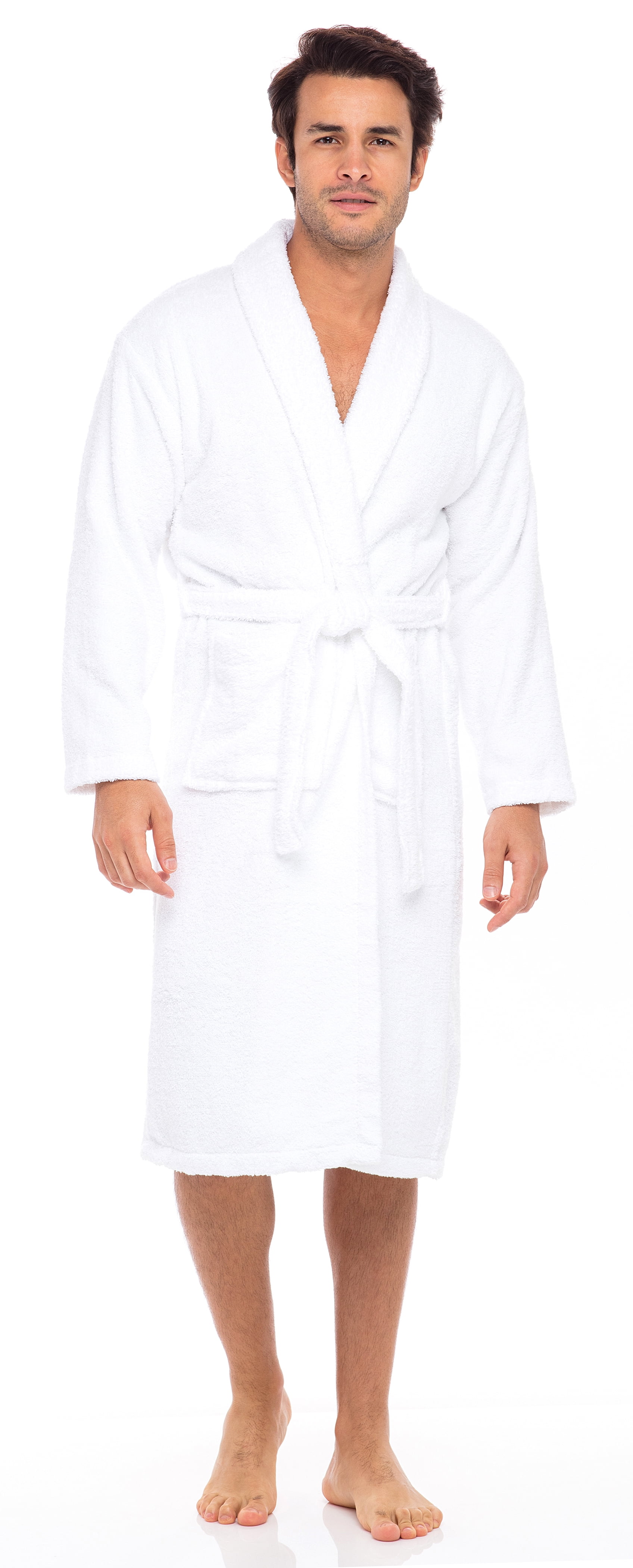 Men’s Luxury Robe 100 Cotton Terry Robe Shawl Collar Kimono Bathrobe