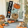 thumbnail image 2 of Fall Pumpkins House Flag 28 x 40 Inch Double Sided Harvest Autumn Eucalyptus Leaves Welcome Thanksgiving Burlap Large Flag Holiday Seasonal Outside Yard Outdoor Decoration, 2 of 6