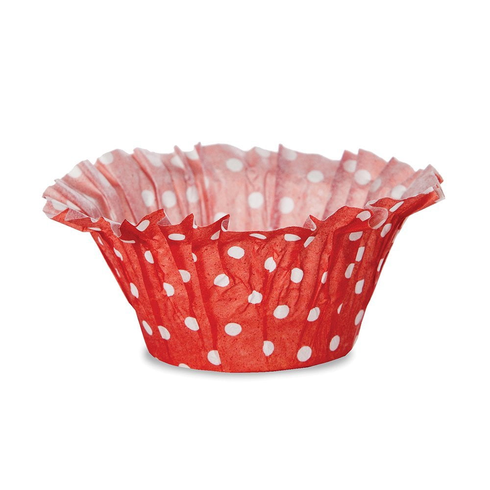 Red with White Dot Welcome Home Brands Ruffled Baking Cups Set of 30