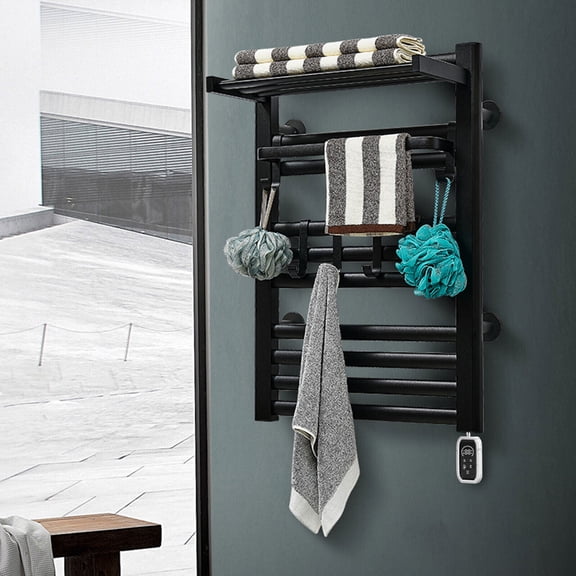10 Layers Heated Towel Rack Towel Warmer Wall Mounted Drying Heating Shelf with Timer