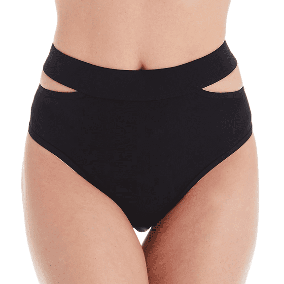 MISS MANDALAY Black Icon Split Side Brief Swim Bottom, US Medium, NWOT