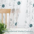 thumbnail image 5 of Semi Sheer Tier Curtains, Floral Embroidered Voile Grommet Light Filtering Curtain Drapes, 5 of 9