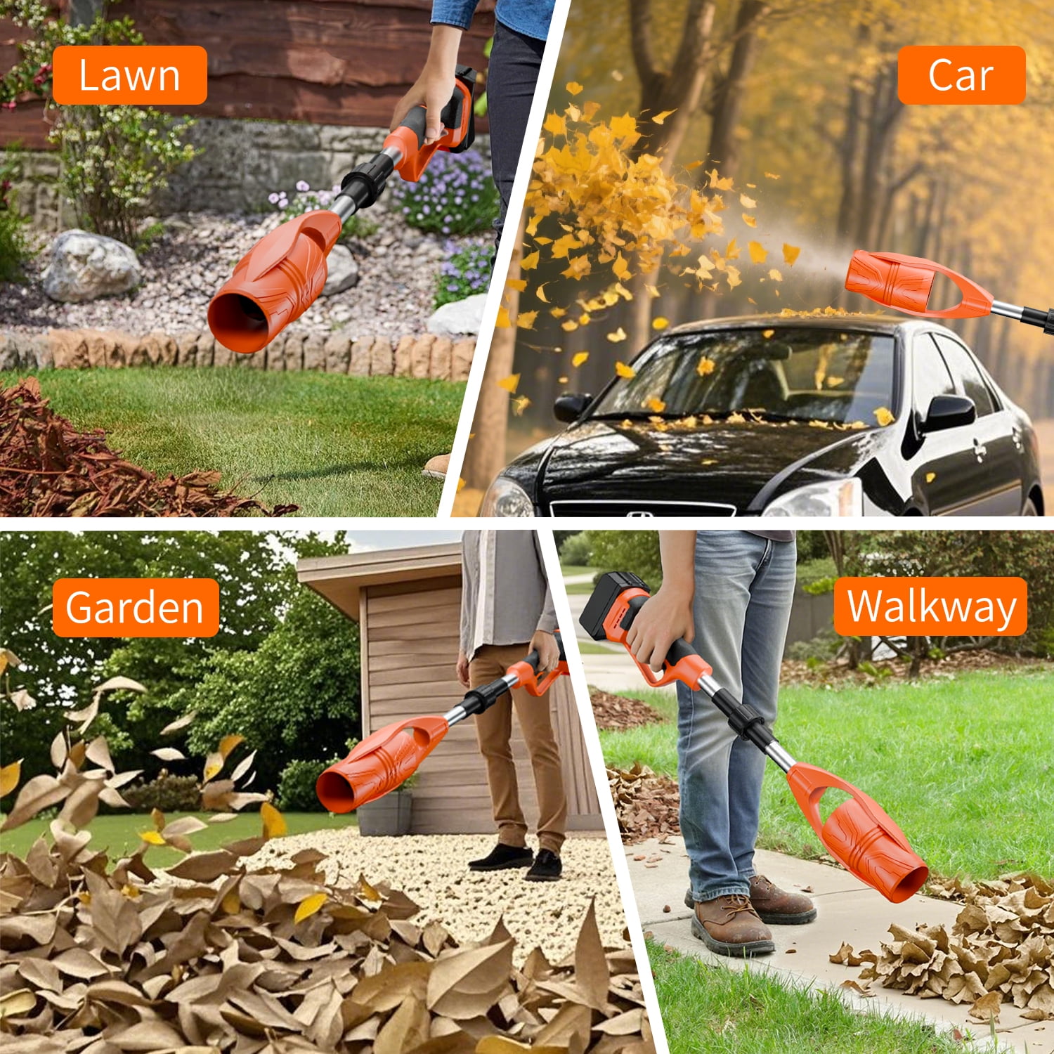 FOUKUS 520CFM Cordless Leaf Blower: 290000RPM Electric Leaf Blower with Fast Charing Batteries and Charger, Foldable Leaf Blower for Blowing Leaves, Patio Cleaning, Lawn Care and Dust