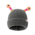 thumbnail image 2 of harmtty Women Winter Beanie Cartoon Eye Decor Shiny Tentacles Thick High Elasticity Warm Windproof Knitted Solid Color Ear Foldable Lady Anti slip Cap Hat Grey, 2 of 8
