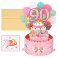 thumbnail image 1 of Tarjeta de Cumpleaños 90 de Uxcell, Tarjeta de Cumpleaños Pop-Out con Tarjeta de Felicitación y Sobre para Regalo de Mujeres y Niñas en Rosa, 1 of 6