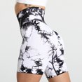 thumbnail image 3 of SWSMCLT Women's Biker Yoga Shorts Summer High Waist Booty Short Leggings Pants Tie Dye Pastel Tummy Control Running Gym Workout Athletic Shorts Butt Lifting Ruched White Medium, 3 of 3
