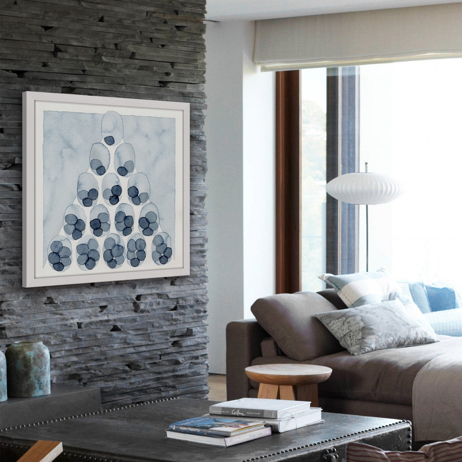 Marmont Hill "Indigo Pyramid" by Nikki Galapon Framed Painting Print