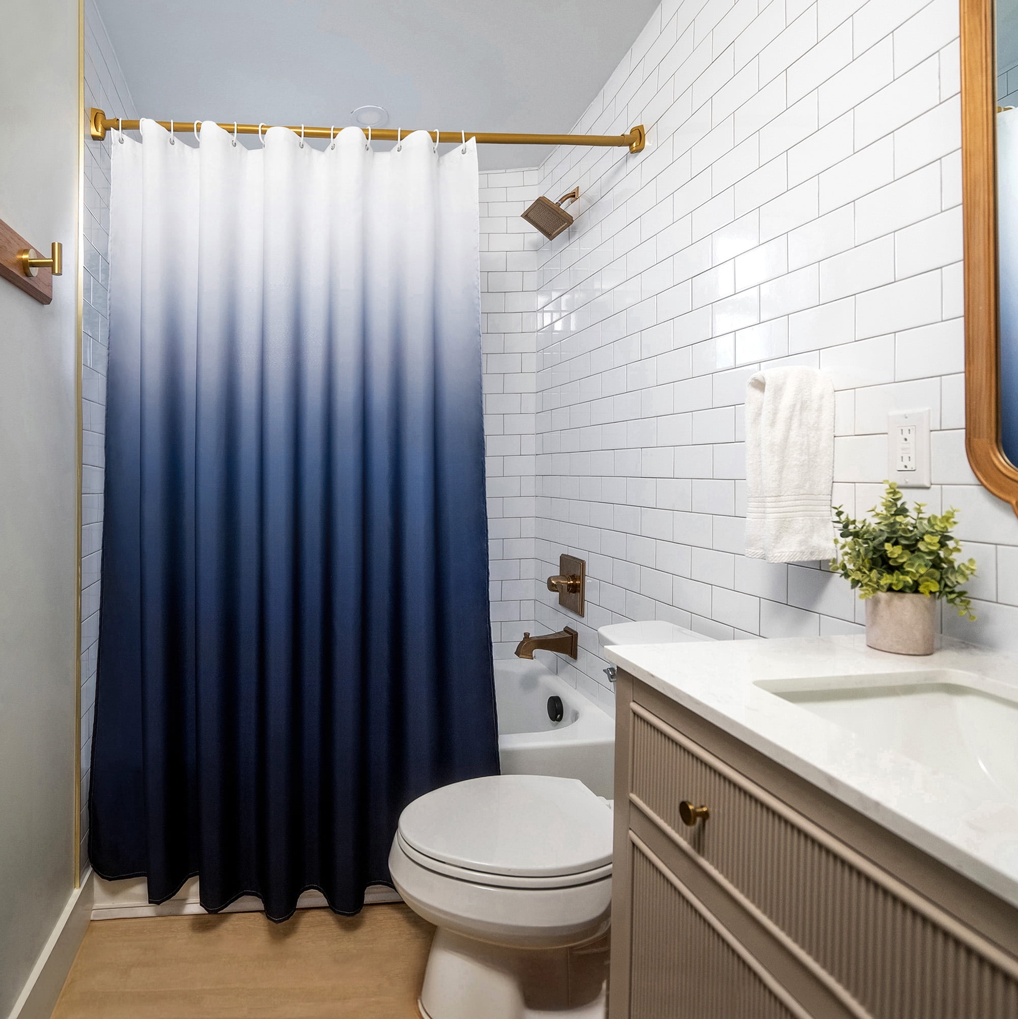 Americanflat 71x74 Ombre Blue Shower Curtain - Water Resistant - Polyester Fabric