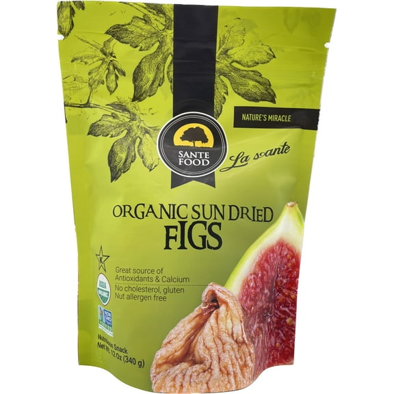 Premium USDA Organic Sun Dried Wild Smyrna Figs 12 oz Non-GMO Gluten Free Nut Allergen Free Kosher No Added Sugar And Vegan Healthy Fruit Snack Resealable Bag Naturally Sweet (1 Pack)