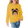 thumbnail image 2 of ZOYOEN Girls Long Sleeve T Shirts- Crewneck Casual Fashion Kids Graphic Tops Yellow Size 7-8T, 2 of 5