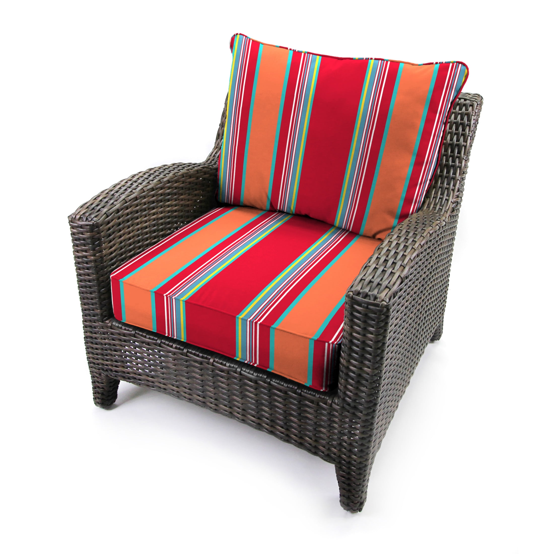 Jordan Manufacturing 46.5" x 24" Mulberry Red Stripe Rectangular Outdoor Deep Seat Chair Cushion Set with Welt
