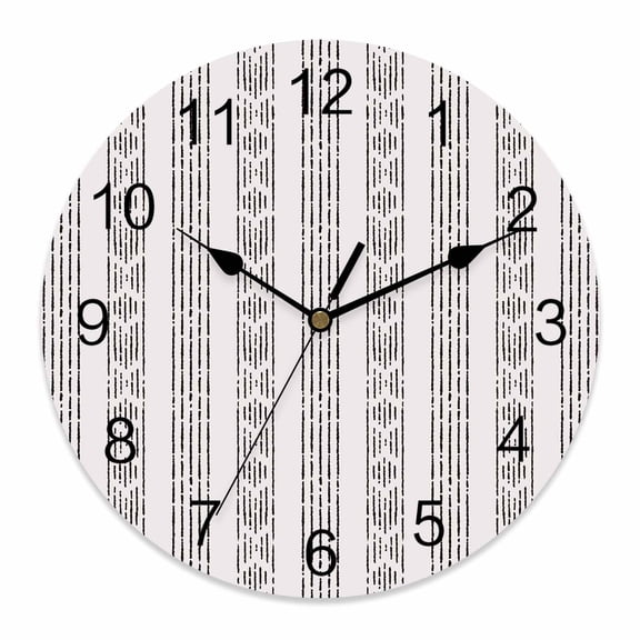 Wall Clock Black Boho Clocks PVC Silent Non-Ticking Battery Operated Decorative Tribe Bohemian Stripes Round Clock for Home Living Room Kitchen Bedroom Office School Wall Decor 14 Inch