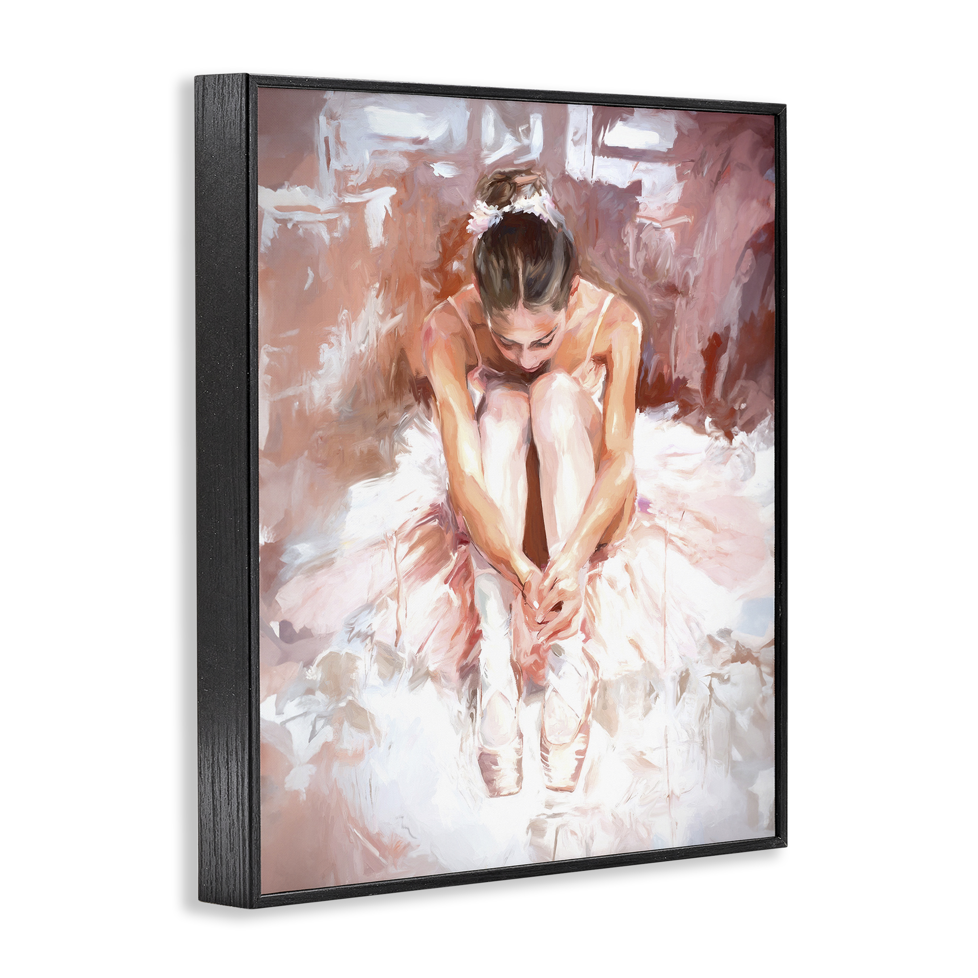 Stupell Industries Serene Ballerina Visage Novelty Painting Black Framed Art Print Wall Art, 24 x 30