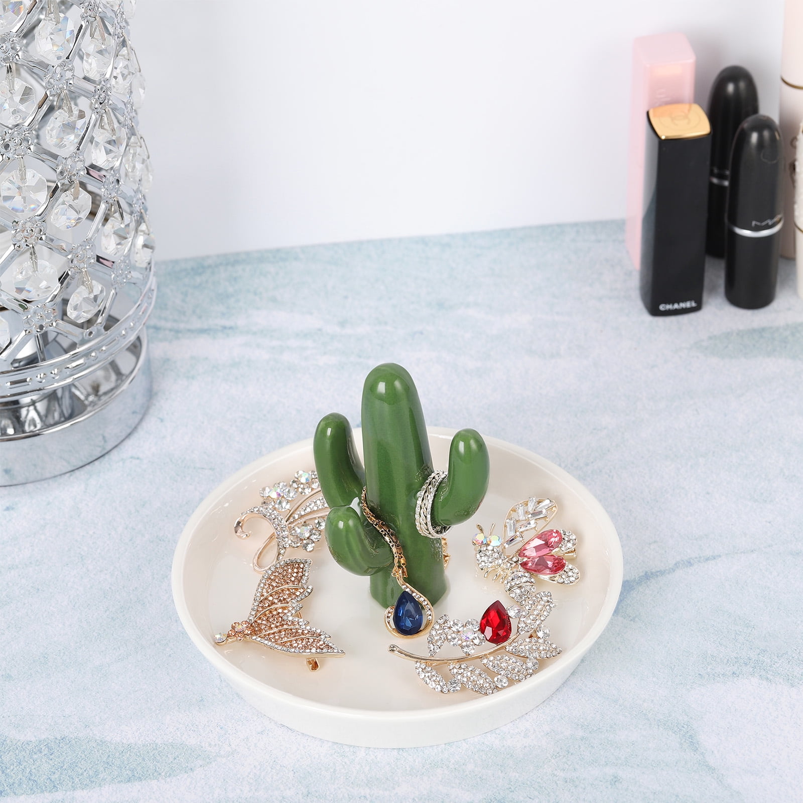 Cute Nordic Style Cactus Ceramic Jewellery Decoration Tray Plate