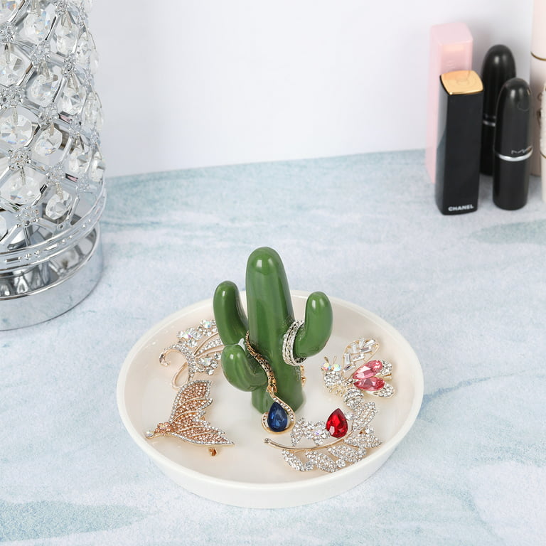 SOCOSY Cute Ceramic Cactus Ring Holder Jewelry Holder Trinket Tray Ring Dish for