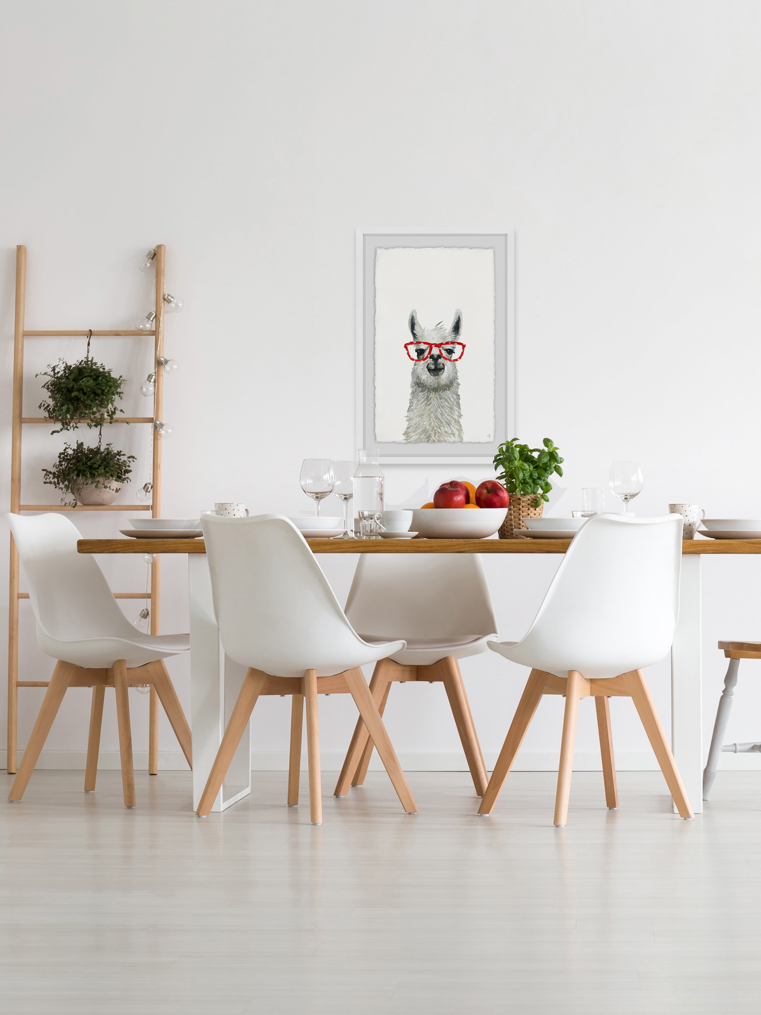 Red Trendy Llama Framed Painting Print