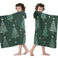 thumbnail image 4 of Dark Green Christmas Tree Pattern Hooded Bath Towel，60"x35" for Ages 3 To 12 Kids, Quick Dry Lightweight Soft Microfiber Hood Beach Towel Cover Up for Kids, 4 of 7