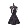 thumbnail image 4 of Jack Skellington Inspired Black Striped Dress - Women's Elegant Gothic dress, 4 of 6