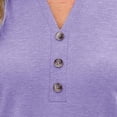 thumbnail image 4 of ClodeEU Women's V Neck 3/4 Sleeve Button Top ,Casual Summer Tunic Blouse Purple,Womens Plus XXL, 4 of 5