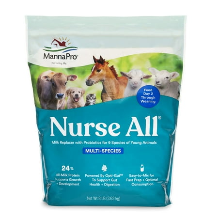 UPC: 0095668939441 | Manna Pro Nurse All® Multi-Species Milk Replacer | Powered by Opti-Gut™ to Support Gut Health & Digestion | All-Milk Protein | Easy-To-Mix Formula | 8 Pounds