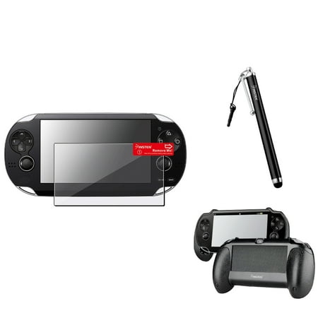 Insten Black Hand Grip+Clear Screen Protector+Black Touch Stylus For Sony PS Vita