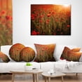 thumbnail image 3 of Designart Dense Poppy Field At Sunset - Floral Throw Pillow - 18x18, 3 of 4