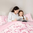 thumbnail image 4 of Manfei Cartoon Bow Letter C Monogrammed Full Size Comforter Sets 3 Pieces for Girls Teens,Polka Dots Cute Alphabet Bedding Sets for Kids,Pink Reversible,Super Cozy Room Decor, 4 of 6